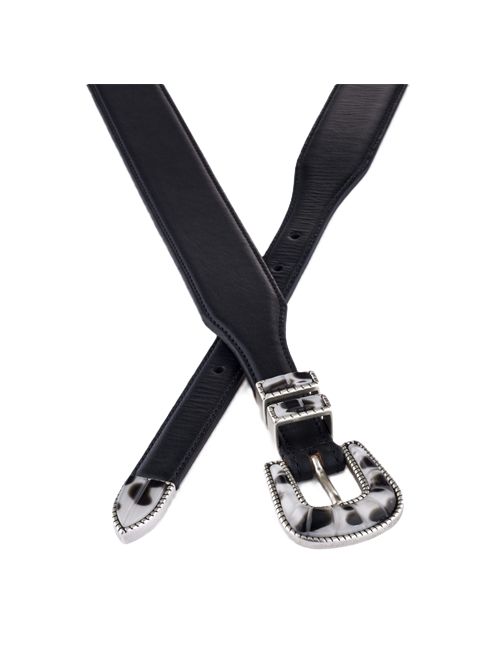 CRAZY COLOR - Black Shade Cintura Silver Ostrich Silver ostrich | STDCCSBLKBLACK CALFSKIN